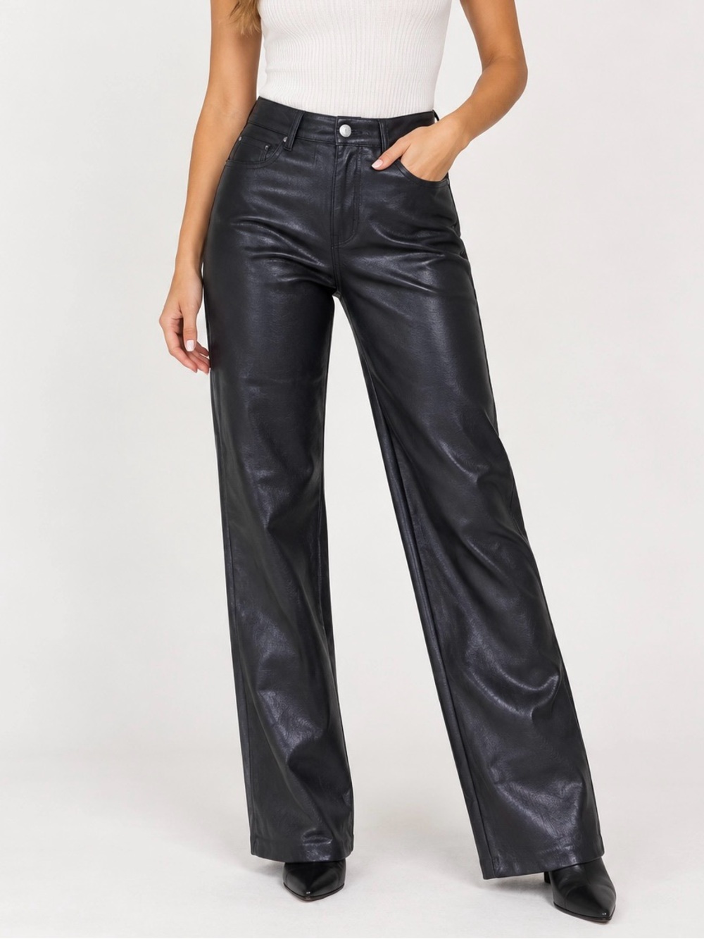 Wilfred Black Straight-Leg Faux Leather Jeans